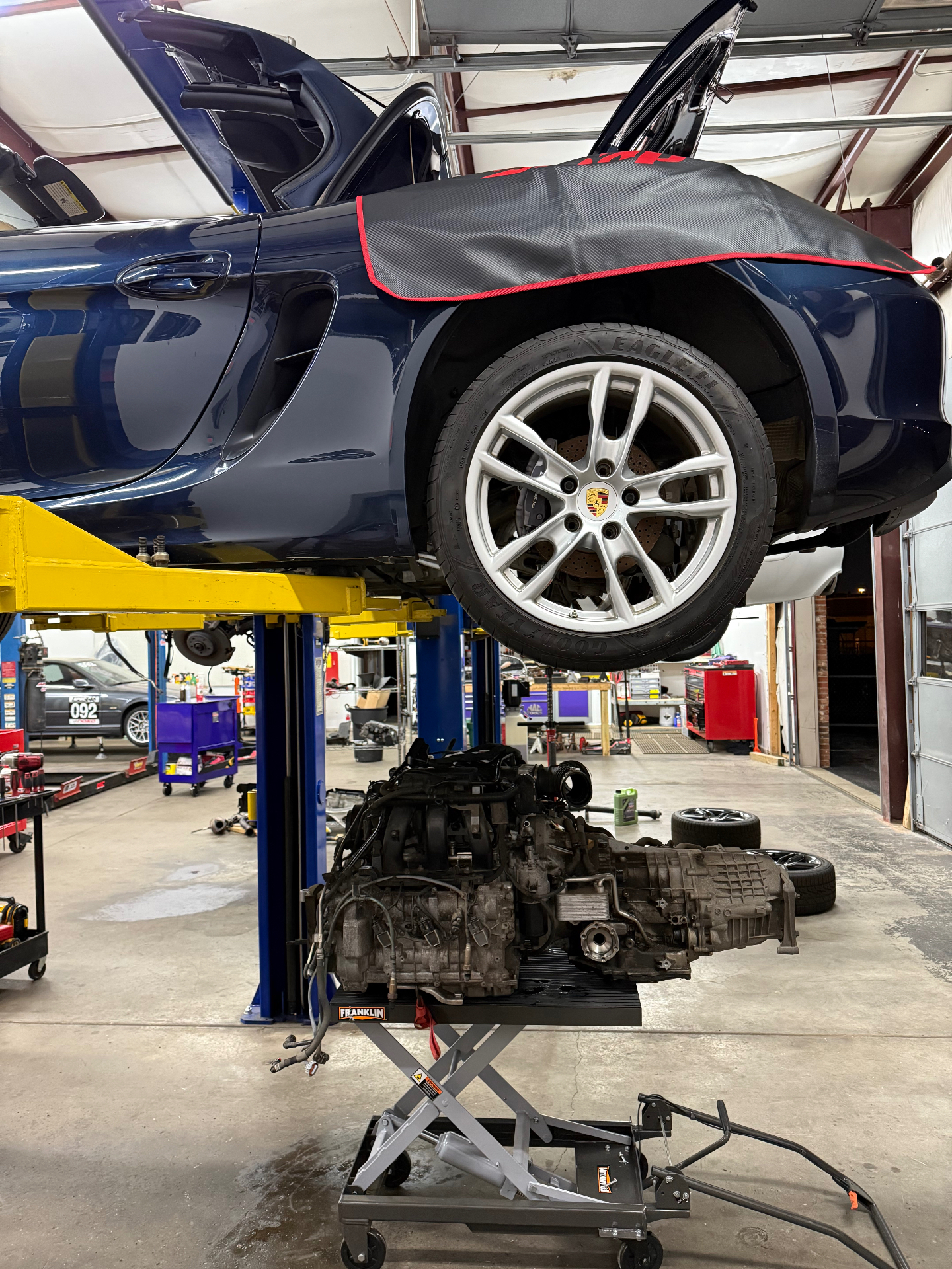 Performance vehicle on lift